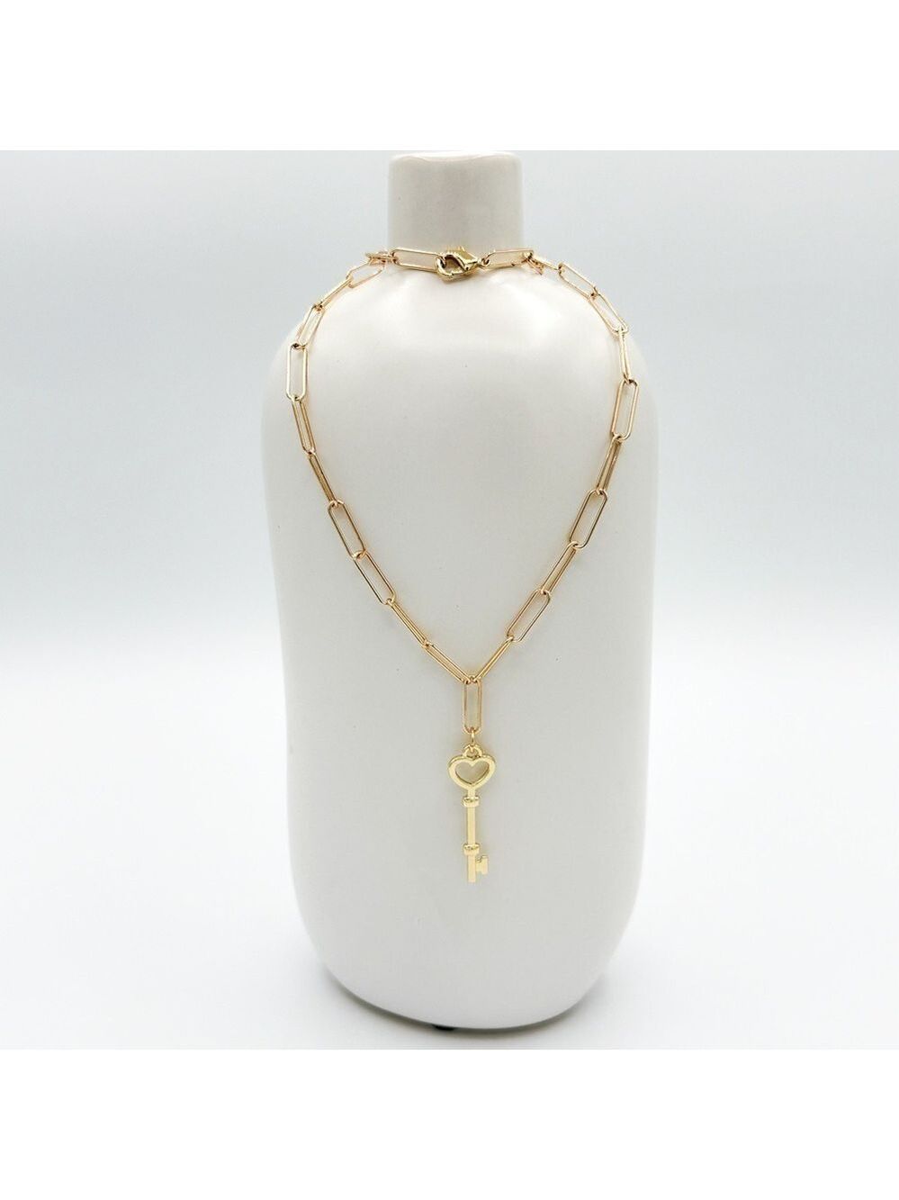 Gold filled paperclip chain and key